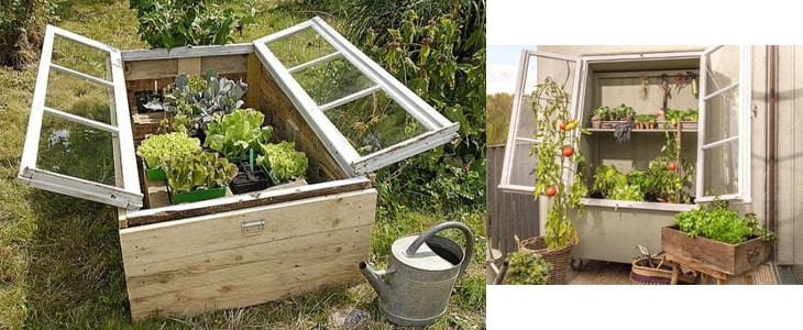 upcycler du mobilier avec de vieilles fenêtres pour en faire une serre